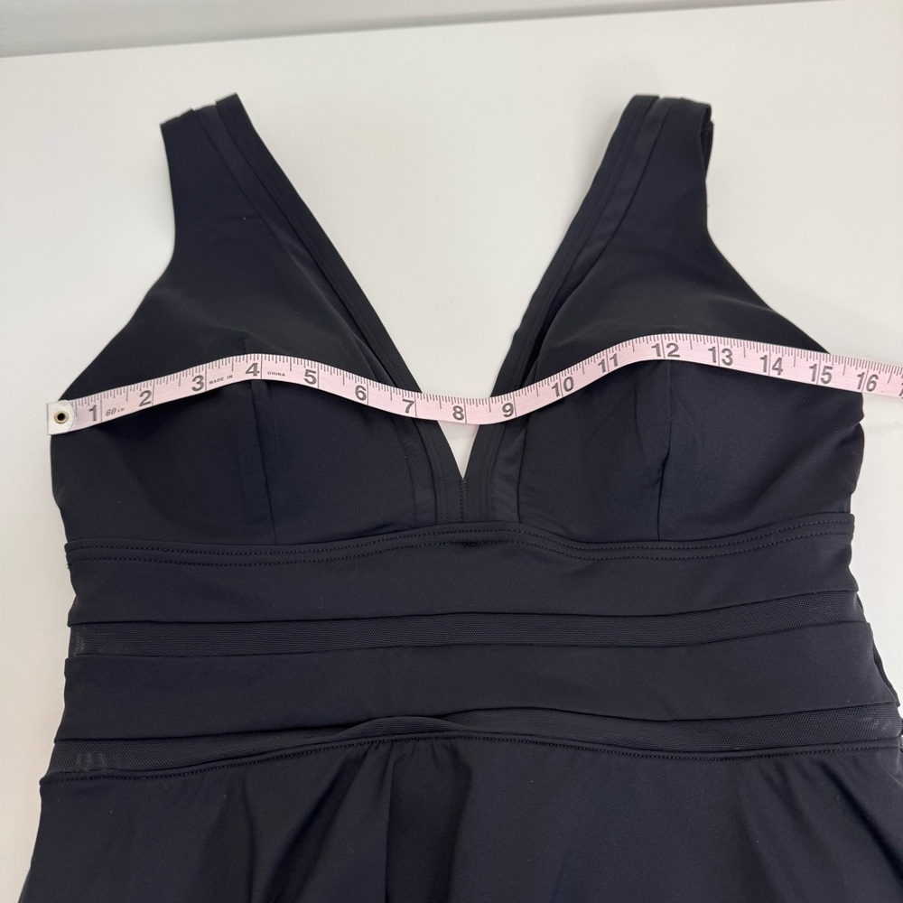 Lands End Mesh V-Neck Mini Swimsuit Dress Women Size 6 One Piece - Picture 11 of 16